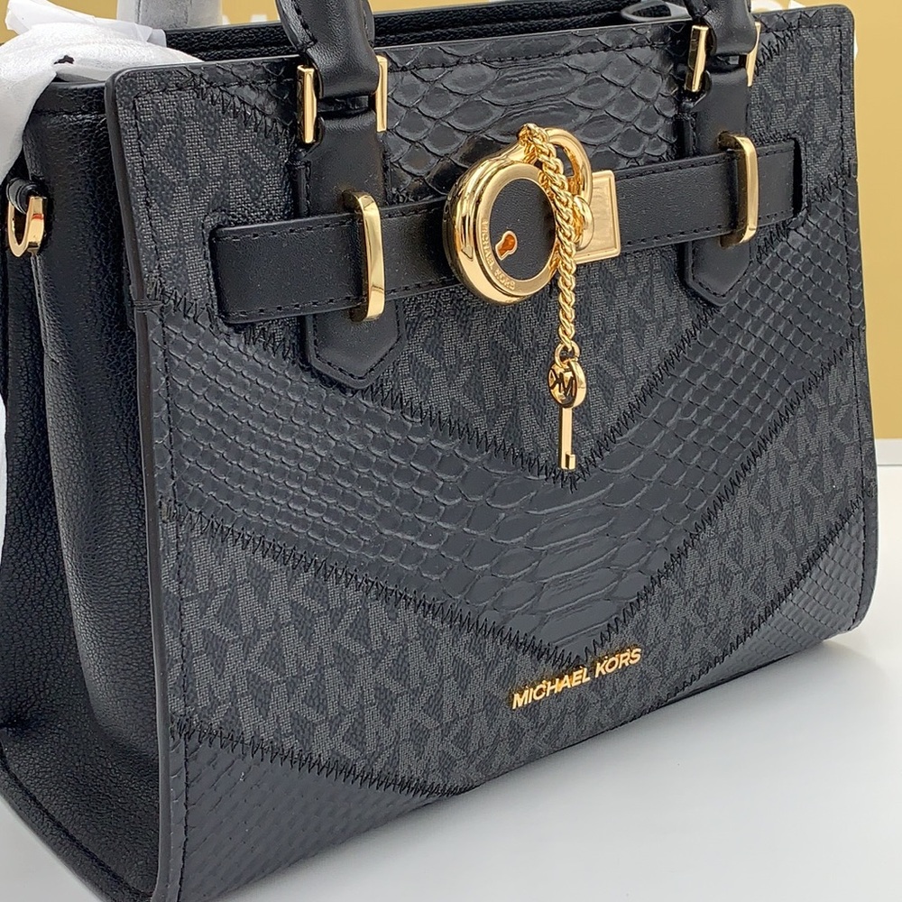 Michael Kors Hamilton Small Satchel Shoulder Crossbody Bag Black Multi N… - Picture 4 of 15